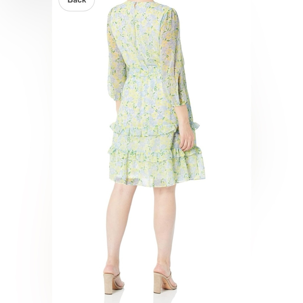 Calvin Klein Pastel Floral Tiered Ruffle Dress - Picture 2 of 9